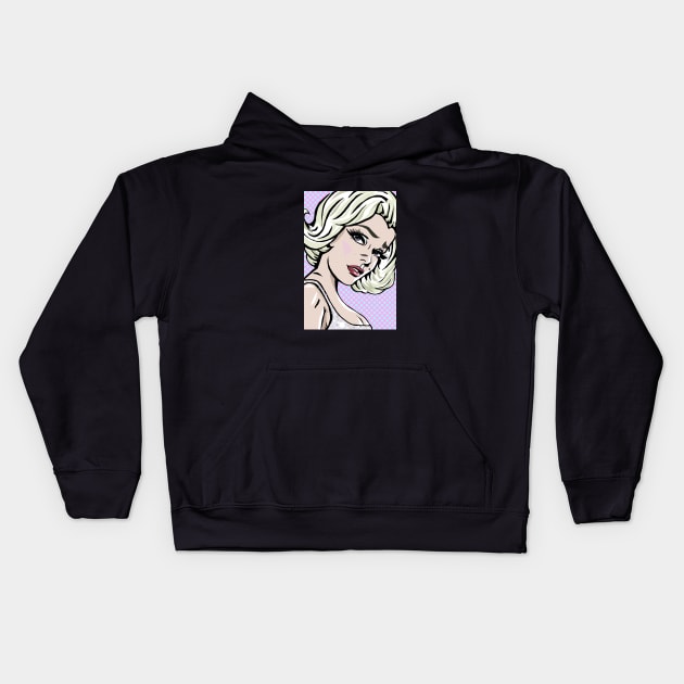 Marilyn Monroe Lichtenstein Kids Hoodie by FanboyMuseum